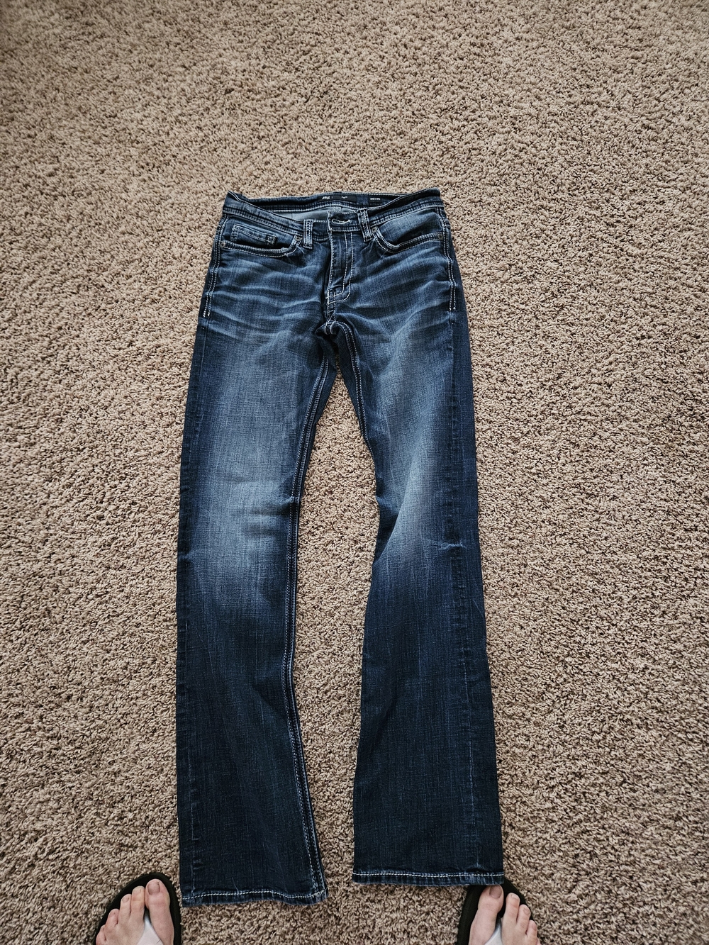 BKE Men's Dark Blue Straight Jeans